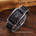 4pcs/Set Fashion Men's Luxury Leather Band Quartz Wristwatch